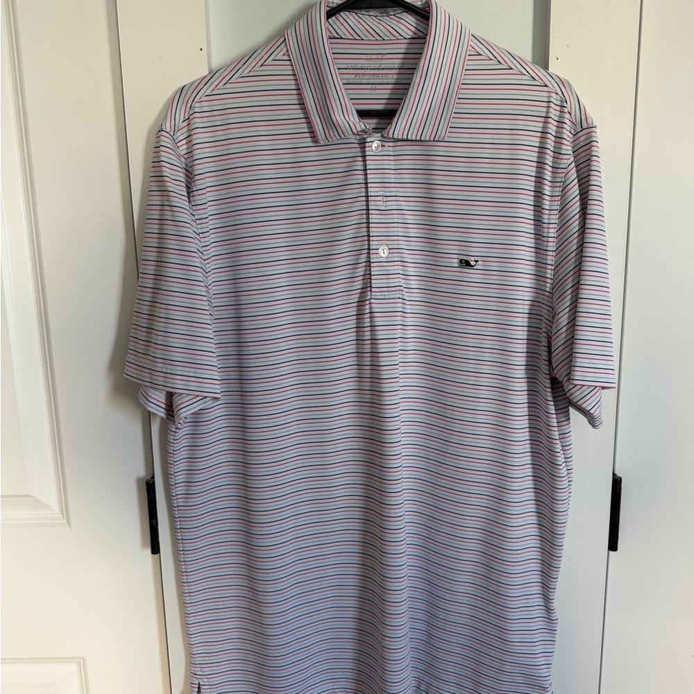 Vineyard Vines Red and Blue Striped Polo Shirt